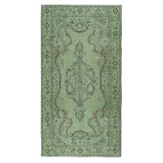 Contemporary Handmade Turkish Wool Area Rug in Green