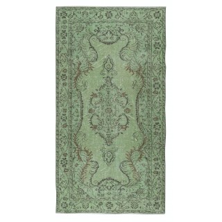 Contemporary Handmade Turkish Wool Area Rug in Green