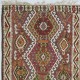 Vintage Turkish Runner Kilim Rug (Flat Weave) with Geometric Patterns. 100% Wool