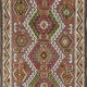 Vintage Turkish Runner Kilim Rug (Flat Weave) with Geometric Patterns. 100% Wool