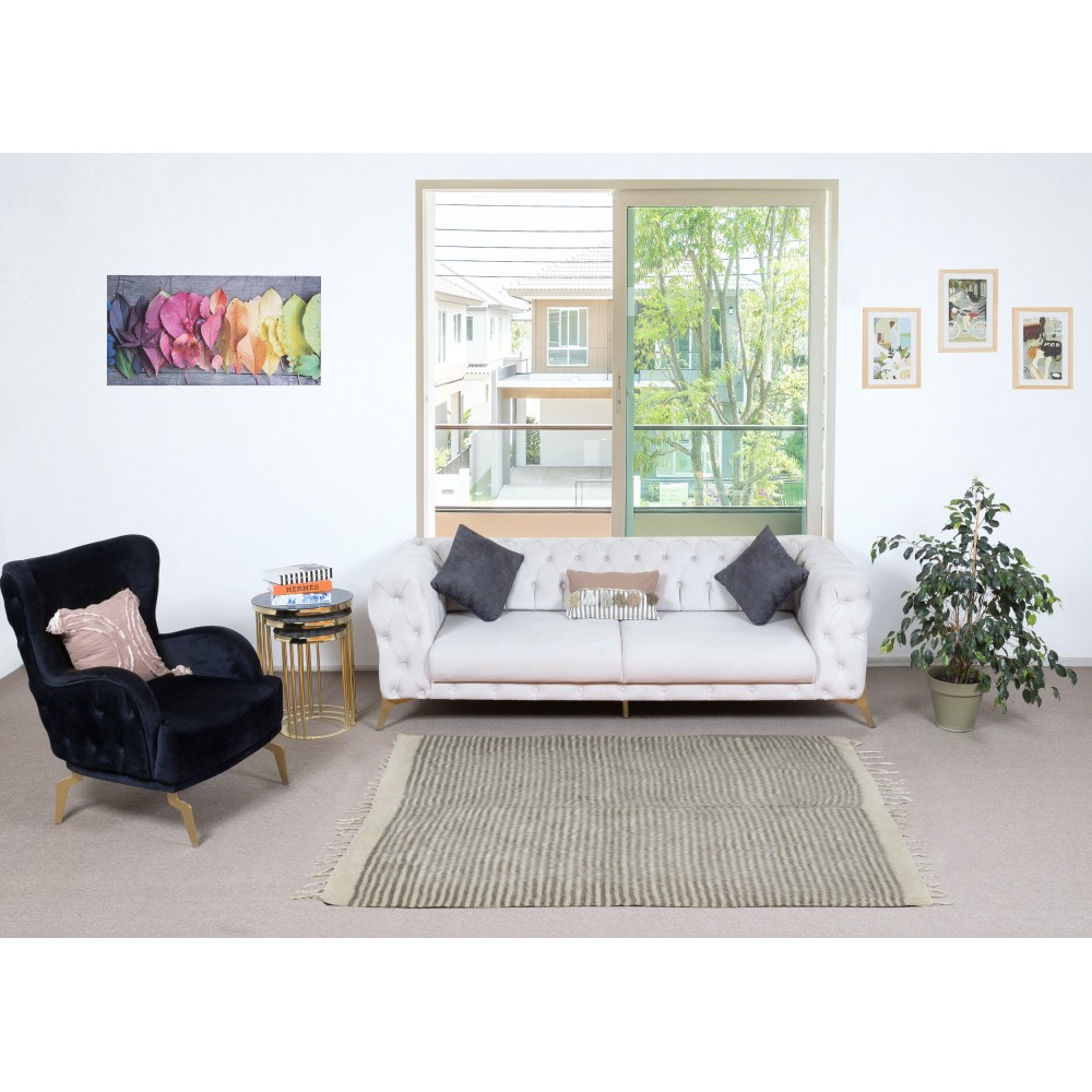 Flat-Weave Kilim Rug. Decorative Sofa Throw. Striped Bed Cover, Blanket
