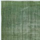 Modern Handmade Wool Area Rug Overdyed in Green, Distressed Turkish Rug