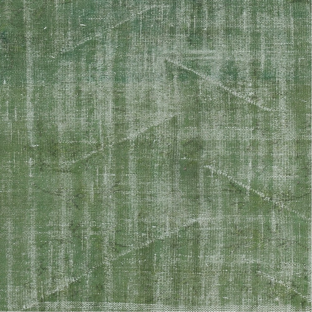 Modern Handmade Wool Area Rug Overdyed in Green, Distressed Turkish Rug