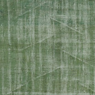 Modern Handmade Wool Area Rug Overdyed in Green, Distressed Turkish Rug