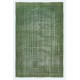 Modern Handmade Wool Area Rug Overdyed in Green, Distressed Turkish Rug