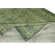 Art Deco Chinese Inspired Handmade Turkish Area Rug Over-Dyed in Green