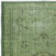 Art Deco Chinese Inspired Handmade Turkish Area Rug Over-Dyed in Green