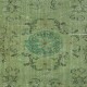 Art Deco Chinese Inspired Handmade Turkish Area Rug Over-Dyed in Green