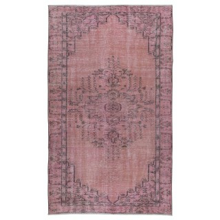 Handmade Area Rug for Kids Room. Pink Living Room Rug. Modern Bedroom Rug