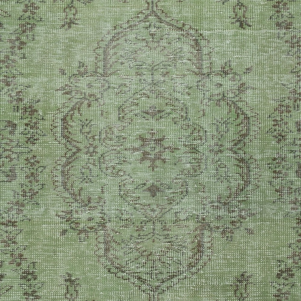 Green Handmade Area Rug from Turkey. Woolen Floor Covering