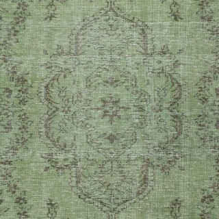 Green Handmade Area Rug from Turkey. Woolen Floor Covering