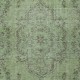 Green Handmade Area Rug from Turkey. Woolen Floor Covering