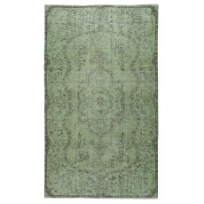 Green Handmade Area Rug from Turkey. Woolen Floor Covering