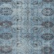 Floral Patterned Blue Area Rug for Modern Interiors, Handmade in Turkey