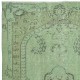 Green Color Wool Area Rug for Modern Interiors, Handmade in Turkey