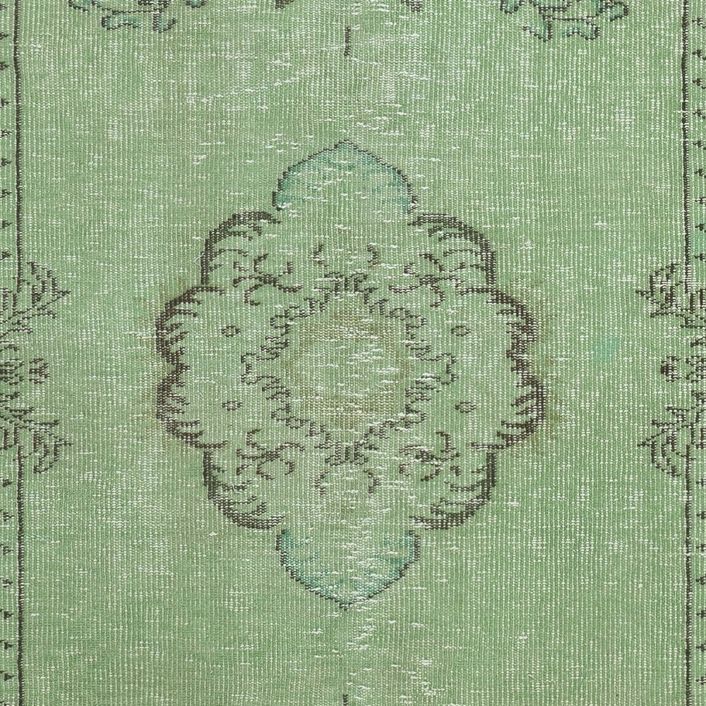 Green Color Wool Area Rug for Modern Interiors, Handmade in Turkey
