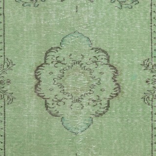 Green Color Wool Area Rug for Modern Interiors, Handmade in Turkey