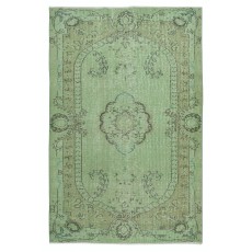 Green Color Wool Area Rug for Modern Interiors, Handmade in Turkey
