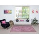 Modern Pink Color Over-Dyed Rug. Handmade Turkish Floor Rug. Bohemian Home Decor