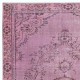 Modern Pink Color Over-Dyed Rug. Handmade Turkish Floor Rug. Bohemian Home Decor