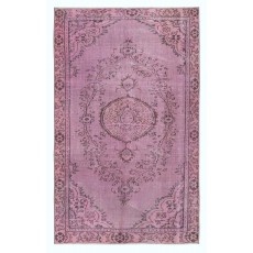 Modern Pink Color Over-Dyed Rug. Handmade Turkish Floor Rug. Bohemian Home Decor