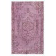Modern Pink Color Over-Dyed Rug. Handmade Turkish Floor Rug. Bohemian Home Decor