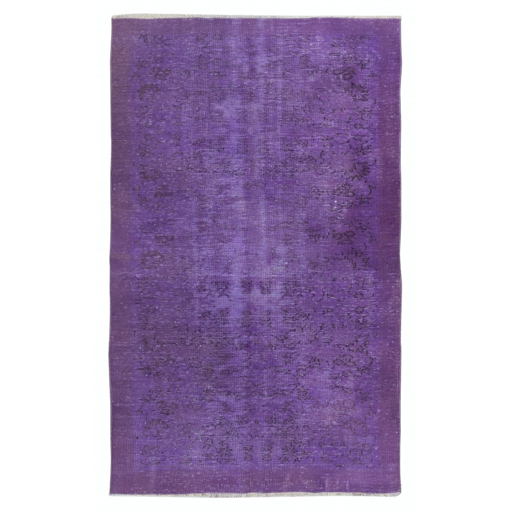 Purple Color Handmade Wool Rug from Turkey, Great 4 Modern Interiors
