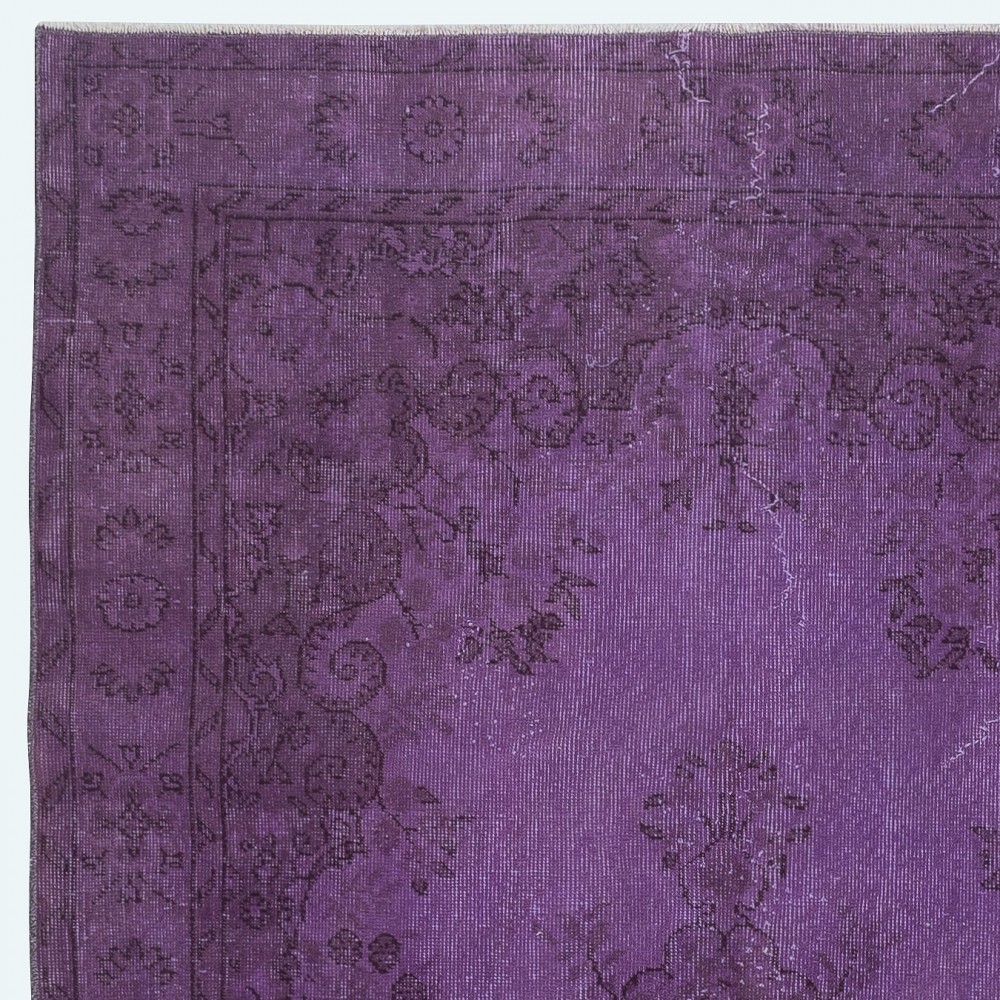 Contemporary Area Rug in Purple Color, Hand-Knotted in Turkey
