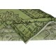 Handmade Green Color Turkish Wool Area Rug for Modern Interiors