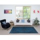 Art Deco Chinese Inspired Handmade Turkish Wool Area Rug in Dark Blue Color