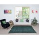 Modern Turkish Floor Rug in Dark Green Color. Hand Knotted Area Rug for Living Room