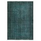 Modern Turkish Floor Rug in Dark Green Color. Hand Knotted Area Rug for Living Room