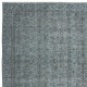 Modern Blue Color Handmade Turkish Wool Area Rug with Flower Design