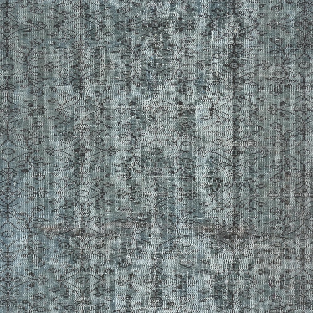 Modern Blue Color Handmade Turkish Wool Area Rug with Flower Design