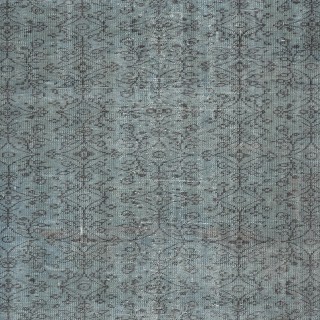 Modern Blue Color Handmade Turkish Wool Area Rug with Flower Design