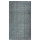 Modern Blue Color Handmade Turkish Wool Area Rug with Flower Design