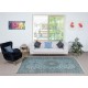 Contemporary Handmade Turkish Area Rug in Blue. Woolen Floor Covering