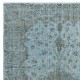Contemporary Handmade Turkish Area Rug in Blue. Woolen Floor Covering