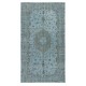 Contemporary Handmade Turkish Area Rug in Blue. Woolen Floor Covering