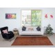Handmade Anti-bacterial Wool Area Rug. Orange Color Hand Knotted Turkish Rug
