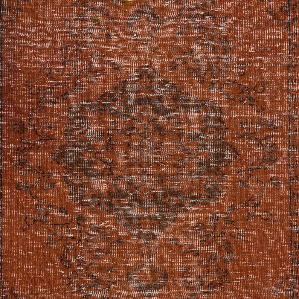 Handmade Anti-bacterial Wool Area Rug. Orange Color Hand Knotted Turkish Rug