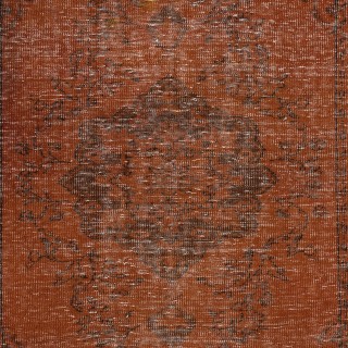 Handmade Anti-bacterial Wool Area Rug. Orange Color Hand Knotted Turkish Rug