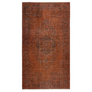 Handmade Anti-bacterial Wool Area Rug. Orange Color Hand Knotted Turkish Rug
