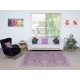 Hand-Made Purple Color Area Rug with Flower Design, Redyed Bohem Carpet for Living Room