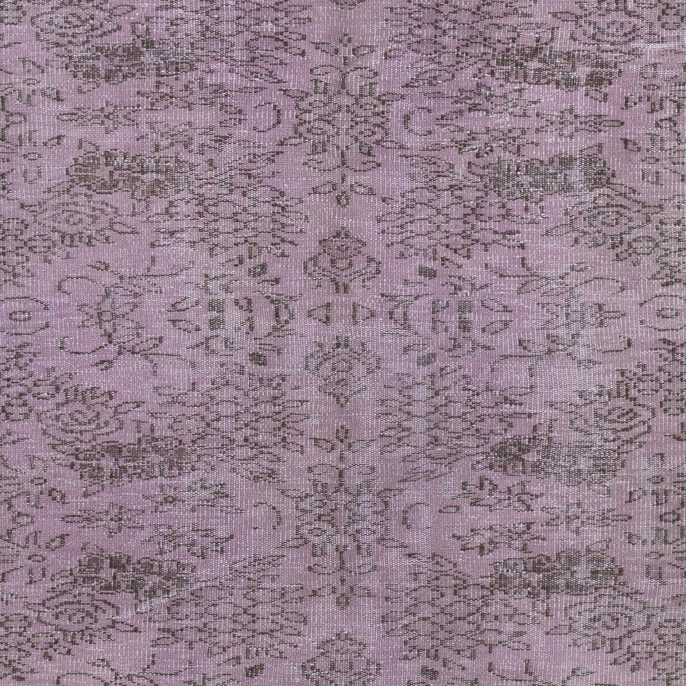 Hand-Made Purple Color Area Rug with Flower Design, Redyed Bohem Carpet for Living Room