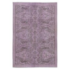 Hand-Made Purple Color Area Rug with Flower Design, Redyed Bohem Carpet for Living Room