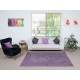 Handmade Purple Color Re-Dyed Hand Knotted Turkish Rug, Low Pile Floor Covering