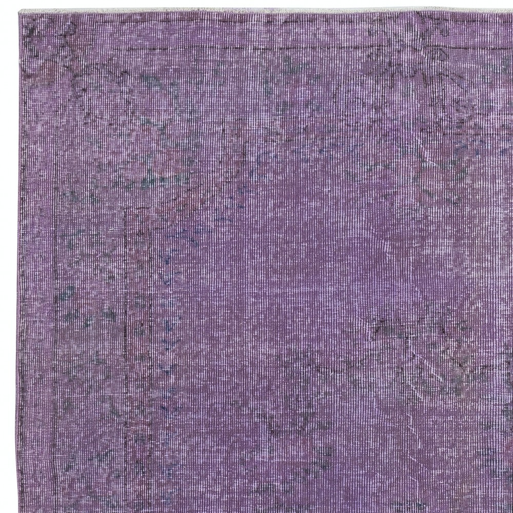 Handmade Purple Color Re-Dyed Hand Knotted Turkish Rug, Low Pile Floor Covering