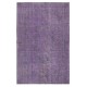 Handmade Purple Color Re-Dyed Hand Knotted Turkish Rug, Low Pile Floor Covering