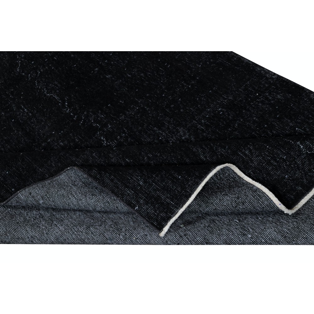 Plain Black Color Over-Dyed Area Rug, Handknotted and Handwoven in Turkey